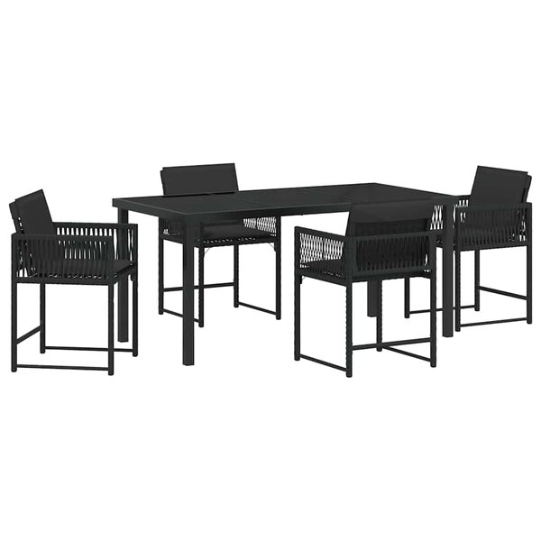 vidaXL Ensemble de salle à manger pour jardin 5 Pièces Noir polyrotin