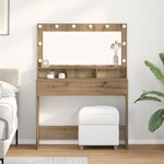 vidaXL Table de Maquillage avec Lumières LED en Chêne Artisan  100x41x135 cm