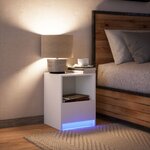 vidaXL Armoire de chevet avec lumières LED blanc bois d'ingénierie