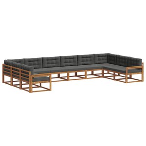 vidaXL Ensemble de canapés d'extérieur 10 pc Naturel et Anthracite