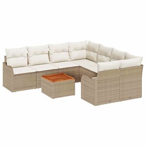 vidaXL Ensemble de canapé de jardin 9 Pièces Beige Poly rotin