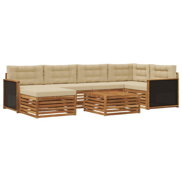 vidaXL Ensemble de canapés d'extérieur 7 pc Naturel et Beige