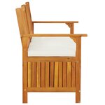 vidaXL Banc de rangement avec coussin 148 cm Bois d'acacia solide