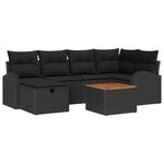 Ensemble de Canapés de Jardin vidaXL 7 pièces avec Coussins Noir Poly Rattan