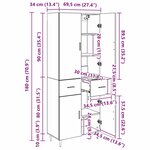 vidaXL Haut Armoire avec tiroir Chêne noir 69 5 x 34 x 180 cm