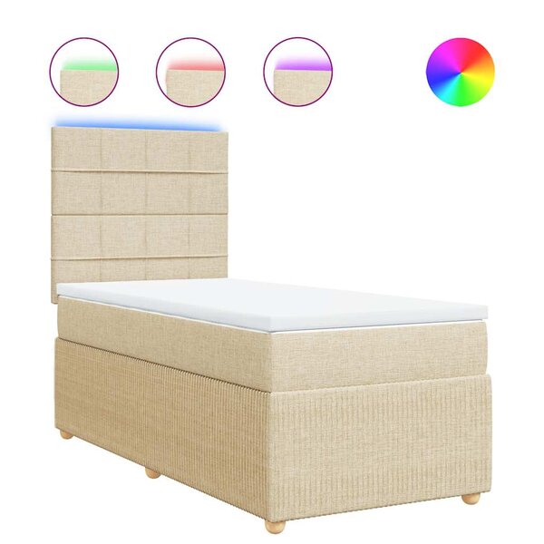 vidaXL Sommier à lattes de lit avec matelas Crème 80x200 cm Tissu