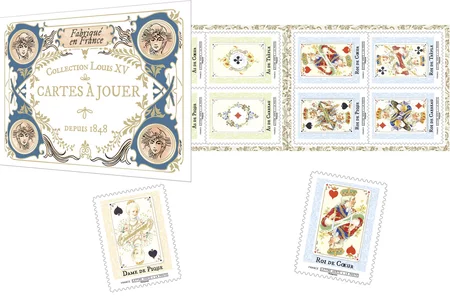 Carnet de 12 timbres - Collection Louis XV de cartes à jouer - Lettre Verte