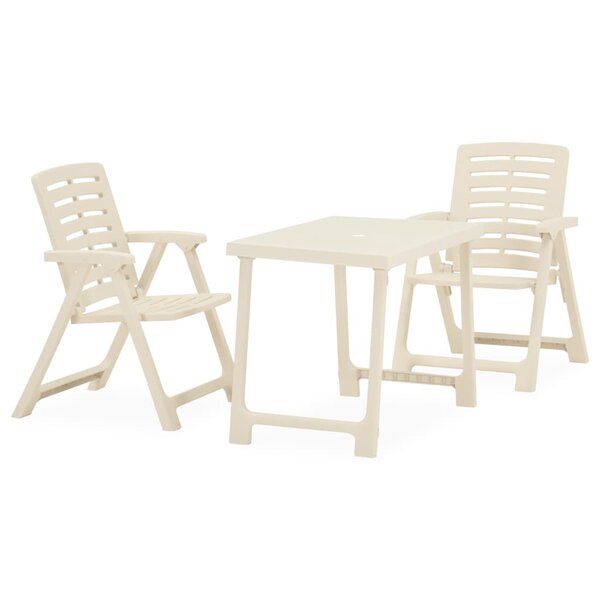 vidaXL Ensemble de bistro pliable 3 Pièces Plastique Blanc