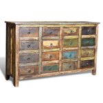 vidaXL Armoire avec 16 tiroirs en style antique Bois massif recyclé