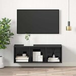 vidaXL Meuble TV mural Gris brillant 37x37x107 cm Bois d’ingénierie