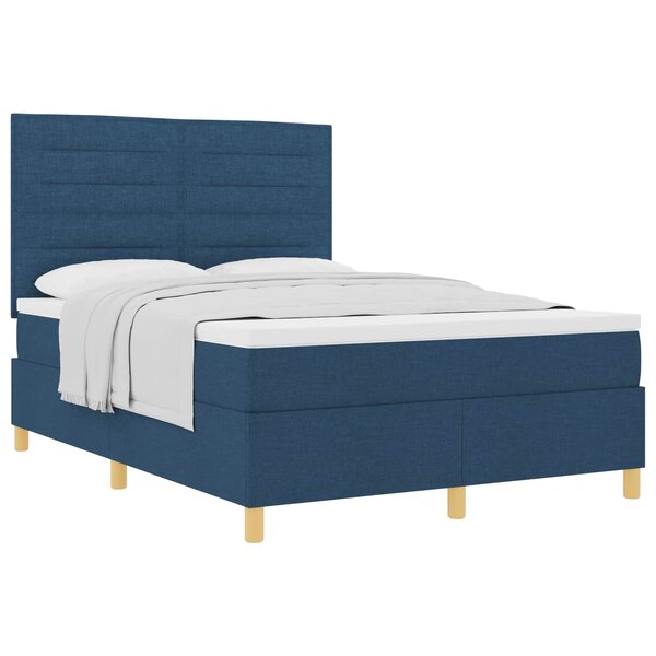 vidaXL Lit à ressorts avec matelas Bleu 140 x 190 cm tissu