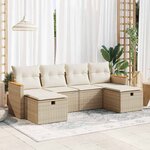 vidaXL Salon de jardin avec coussins 6 Pièces beige résine tressée