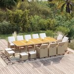 vidaXL Ensemble à dîner de jardin coussins 15 Pièces Résine tressée Beige