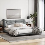 vidaXL Cadre de lit avec lumière LED gris foncé 180x200 cm tissu