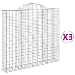 vidaXL Paniers à gabions arqués 3 Pièces 200x30x180/200 cm Fer galvanisé