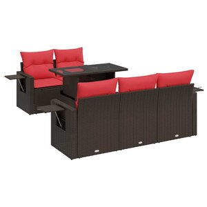 vidaXL Salon de jardin avec coussins 6 Pièces marron résine tressée acacia