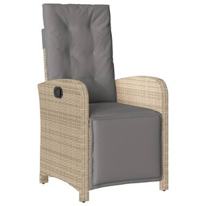 vidaXL Chaise inclinable de jardin et repose-pied mélange beige rotin