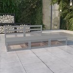 vidaXL Salon de jardin 3 Pièces Gris Bois de pin massif