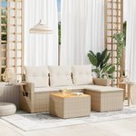 vidaXL Salon de jardin avec coussins 5 Pièces beige résine tressée