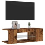 vidaXL Meuble TV avec lumières LED vieux bois bois d'ingénierie