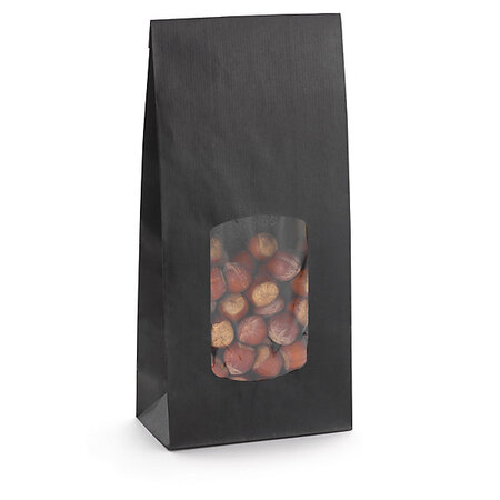 Sachet kraft noir à fenêtre 13 5 x 31 5 x 7 5 cm (lot de 100)