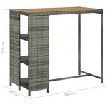 vidaXL Table de bar avec rangement Gris 120x60x110 cm Résine tressée