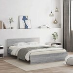 vidaXL Cadre de lit avec tête de lit et LED sonoma gris 150x200 cm