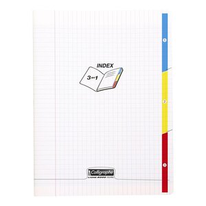 Cahier 3 index piqué 8000 POLYPRO 17x22 cm 96 pages grands carreaux 90 g CALLIGRAPHE