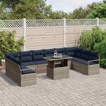 vidaXL Ensemble de canapé de jardin 11 Pièces Gris et bleu marine