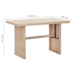 vidaXL Table de jardin Beige 110x60x74 cm Résine tressée