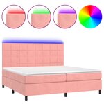 vidaXL Sommier à lattes de lit matelas LED Rose 200x200 cm Velours