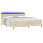 vidaXL Lit à ressort LED avec matelas Crème 200 x 200 cm tissu