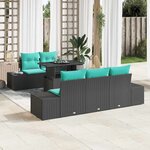 vidaXL Ensemble de Canapés avec coussin 6 Pièces Noir et Bleu polyrotin