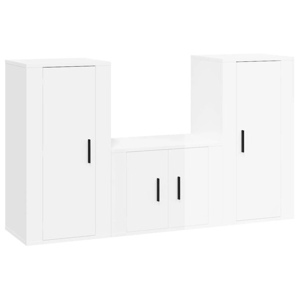 vidaXL Ensemble de meubles TV 3 Pièces Blanc brillant Bois d'ingénierie