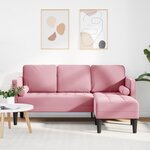 vidaXL Canapé 3 places avec chaise L en velours rose clair de 160 cm