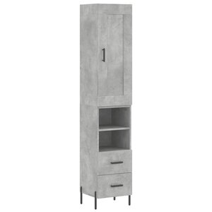 vidaXL Buffet haut Gris béton 34 5x34x180 cm Bois d'ingénierie