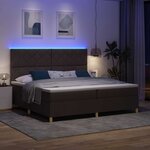 vidaXL Lit à ressort LED avec matelas Marron foncé 200 x 200 cm tissu