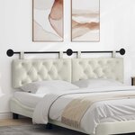 vidaXL Tête de lit suspendue Avec lumière LED Crème Velours