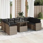 vidaXL Salon de jardin avec coussins 10 Pièces gris résine tressée