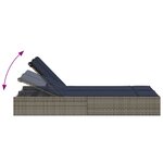 vidaXL Chaise longue double avec coussins gris résine tressée