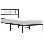 vidaXL Cadre de lit métal sans matelas avec tête de lit noir 90x190 cm