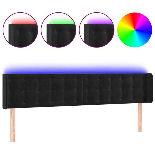 vidaXL Tête de lit à LED Noir 203x16x78/88 cm Velours