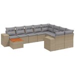 vidaXL Salon de jardin avec coussins 10 Pièces beige résine tressée
