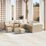vidaXL Ensemble de canapé de jardin avec coussin 13 Pièces Beige  Crème