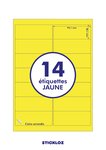 20 planches a4 - 14 étiquettes 99,1 mm x 38,1 mm autocollantes jaune par planche pour tous types imprimantes - jet d'encre/laser/photocopieuse