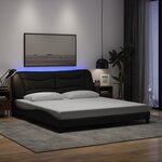 vidaXL Cadre de lit avec LED sans matelas noir 180x200 cm tissu
