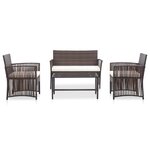 vidaXL Salon de jardin 4 Pièces avec coussin Résine tressée Marron