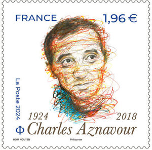 Timbre - Charles Aznavour (1924 - 2018) - Lettre Internationale