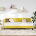 vidaXL Cadre de lit d'angle avec matelas 2 Pièces Jaune Velours