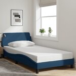 vidaXL Cadre de lit avec tête de lit sans matelas bleu 100x200cm tissu